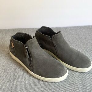 ECCO Soft Size 7 - 7.5 Zip Slip-On Leather Sneakers Gray EU 38 | Comfort Casual